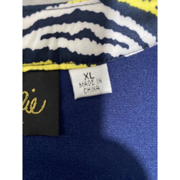 Bob Mackie Women’s Cardigan And Tank Set Navy Blue Zebra 2-piece Artsy Size Xl - Picture 13 of 15